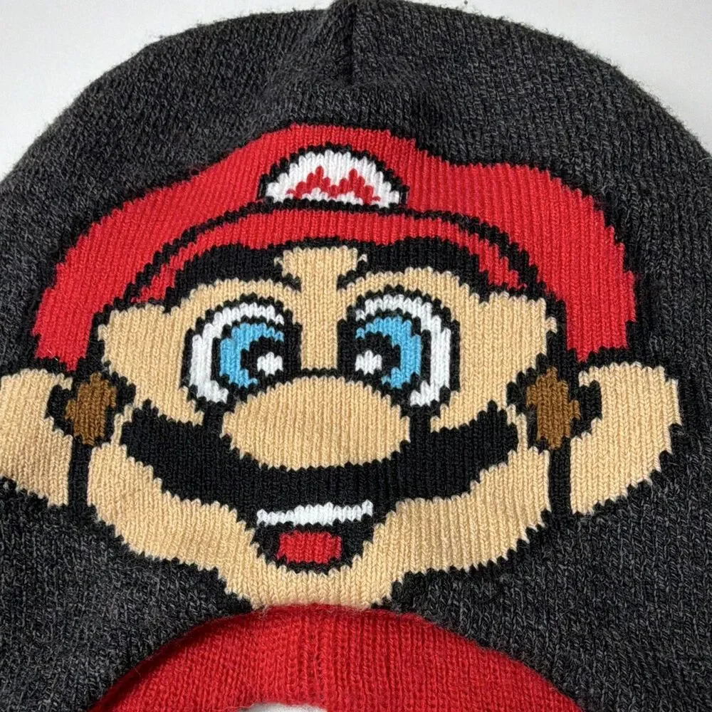 Super Mario Mario Face Knit Beanie Hat One Size MPN 62207 JR